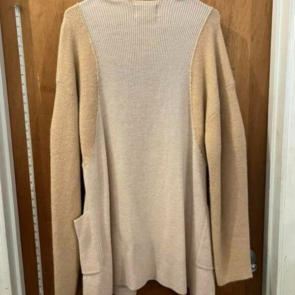 Size M - Something Navy - Cream and Beige Long Sleeve Sweater Wrap - Picture 5 of 6